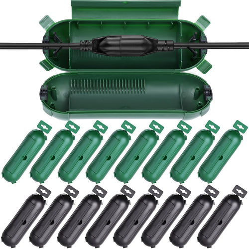 16Pcs Outdoor Extension Cord Safety Cover IP44 WaterproofAdjustable Compartment Safety Housing Case Electrical Connection Box for Power Tools Holiday Decorative Lights Plugs Sockets Black Green